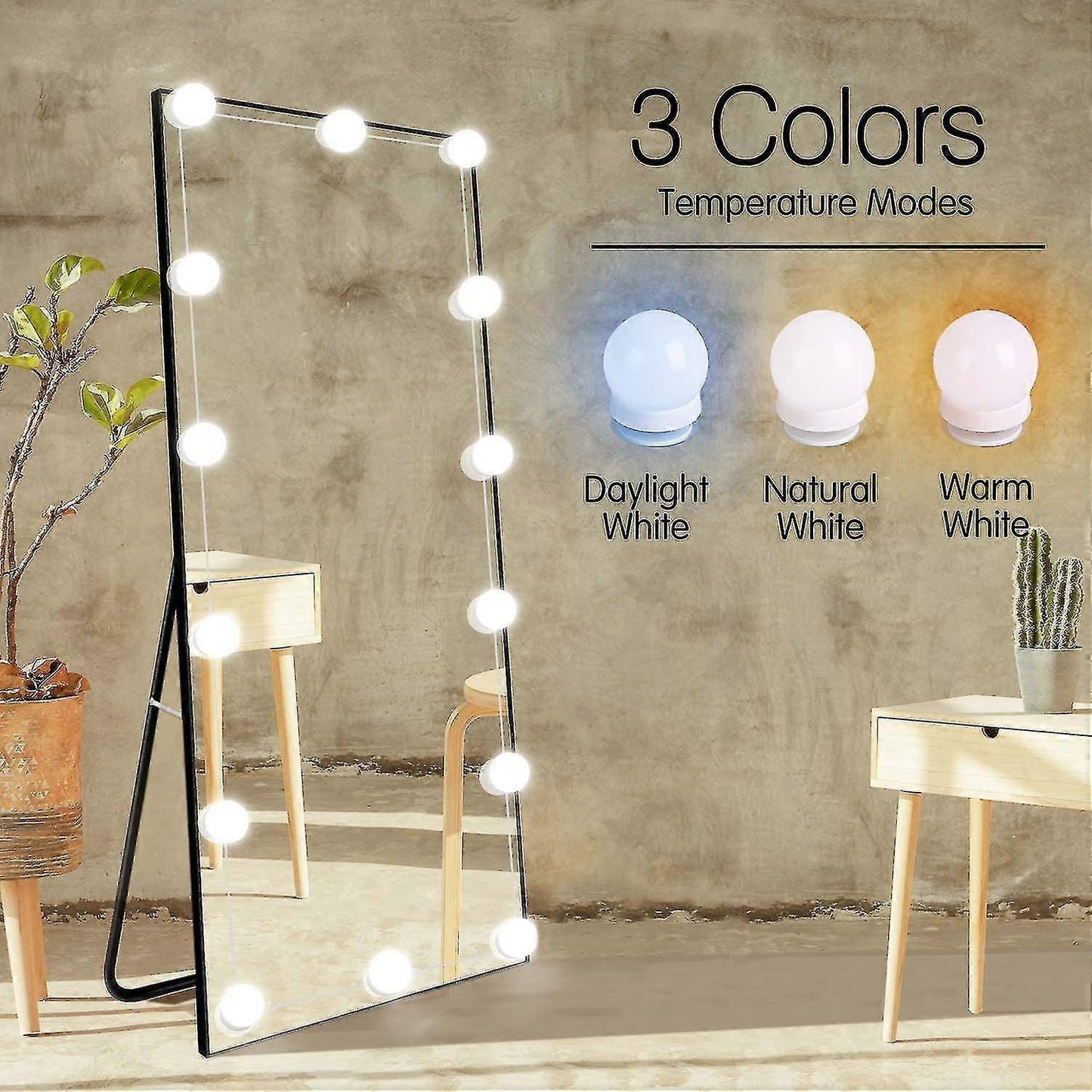 Guirlande lumineuse devant le miroir