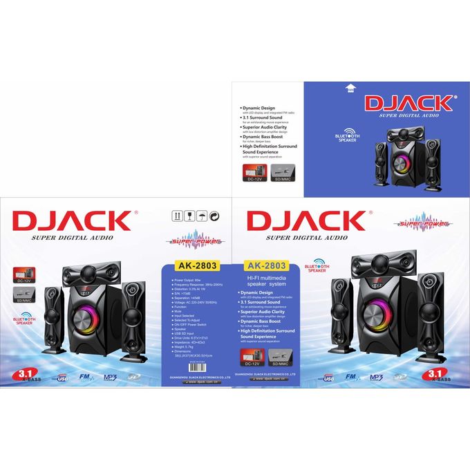 Djack Heavy Duty 3.1Ch Bluetooth Home Theatre Sound System AK-2803