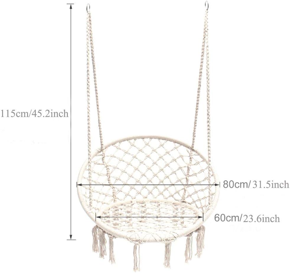 Chaise Suspendue, tricotée par Corde de Coton avec des Franges romantiques hamac macramé