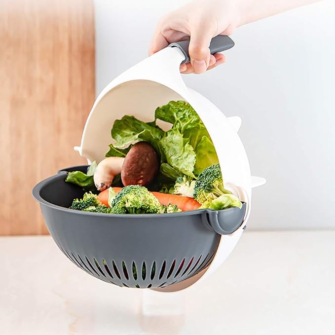 panier et pasoir coupe-fruits et légumes à double vidange