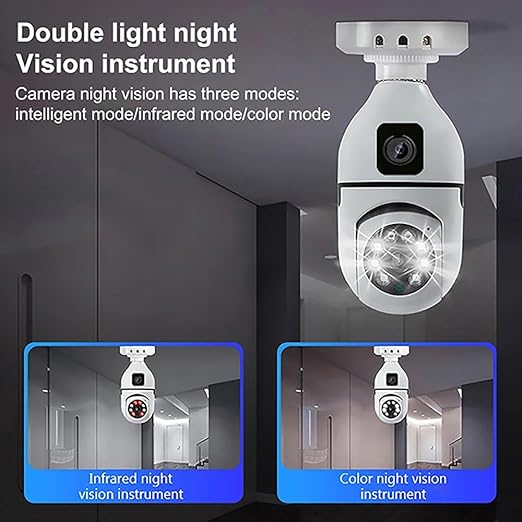 Caméra PTZ à double objectif 360° 1080P avec suivi de mouvement, vision NUIT et audio bidirectionnel