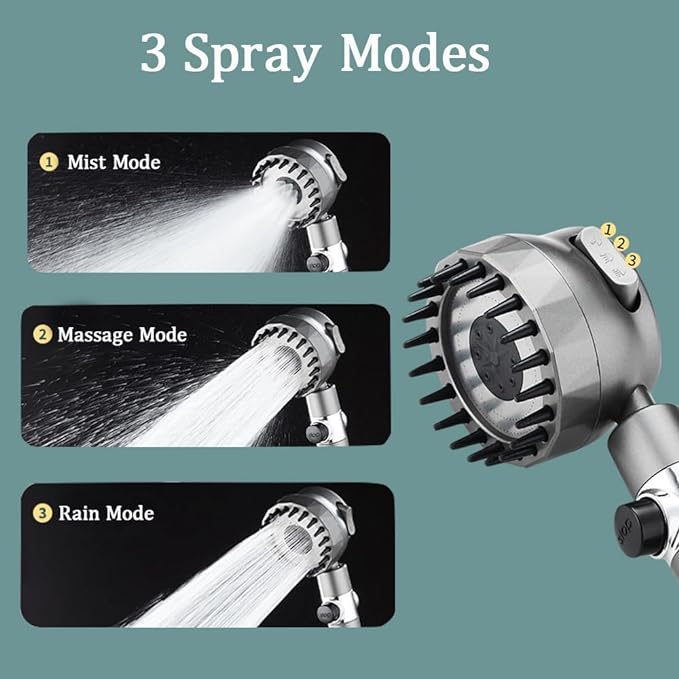 Pomme de douche filtrée haute pression multifonctionnelle avec 3 modes
