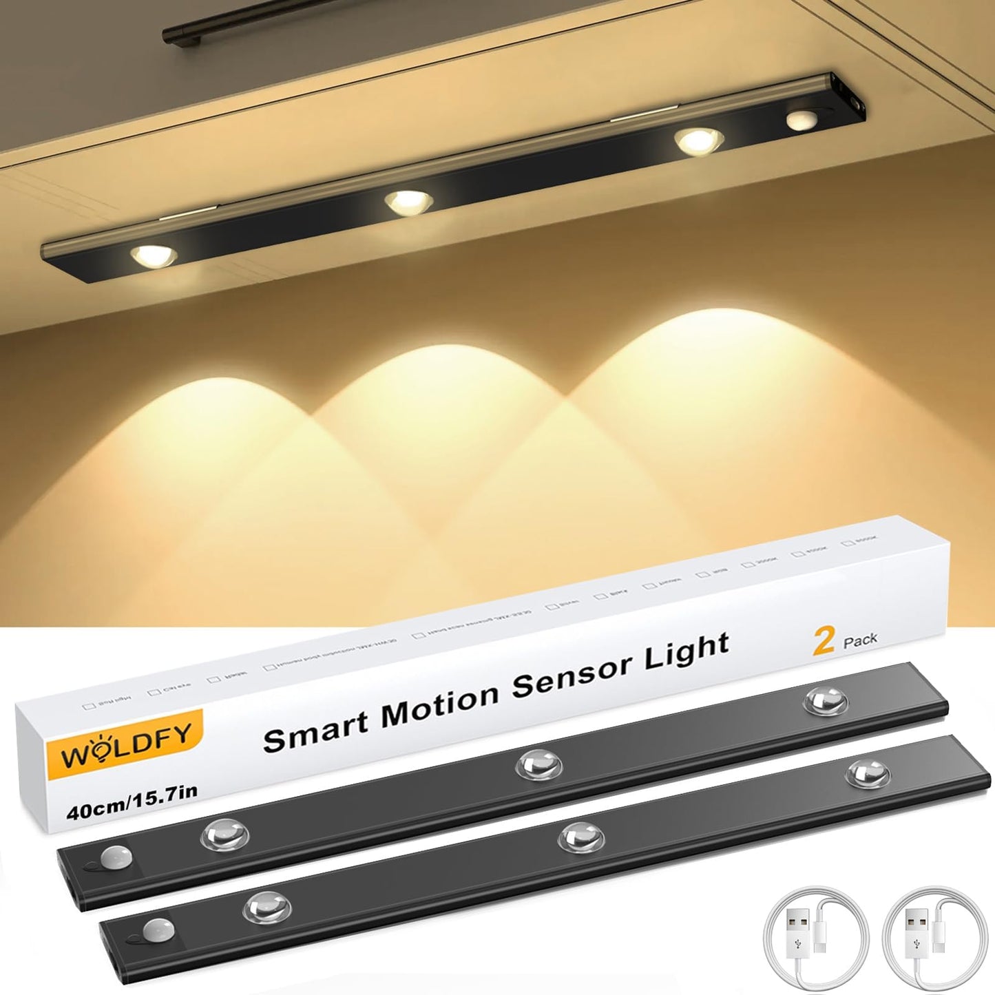 Capteur de mouvement lumière LED capteur lampe sans fil Ultra mince USB LED pour armoires de cuisine chambre armoire éclairage intérieur veilleuse