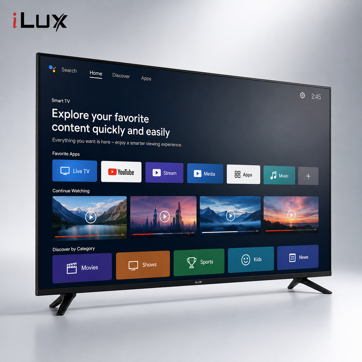 TV iLUX 43 Pouces Smart Android WiFi – Décodeur Intégré | ILX