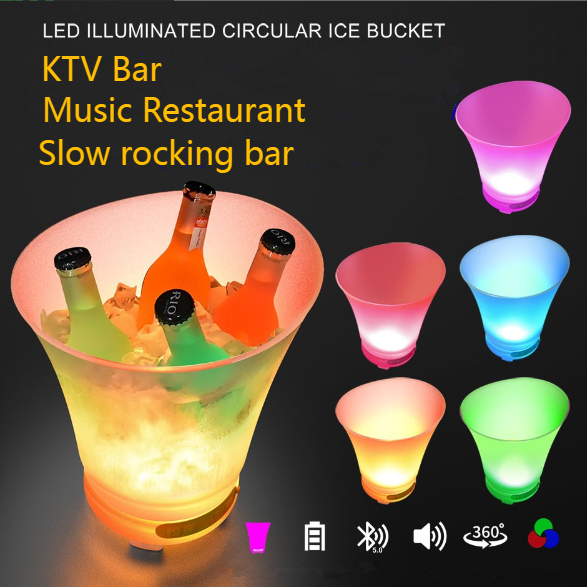seau à glace, lumière LED haut-parleur Bluetooth-Rechargeable