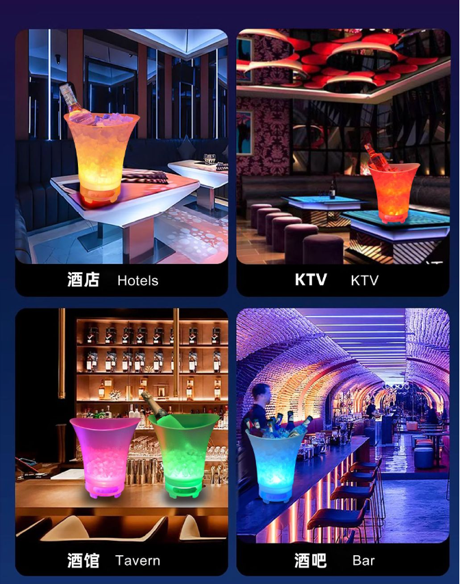 seau à glace, lumière LED haut-parleur Bluetooth-Rechargeable