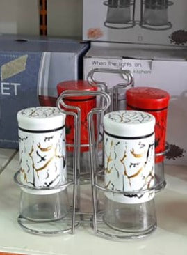 Lonffery Lot de 2 salière et poivrière en acier inoxydable avec bouteille en verre pour table