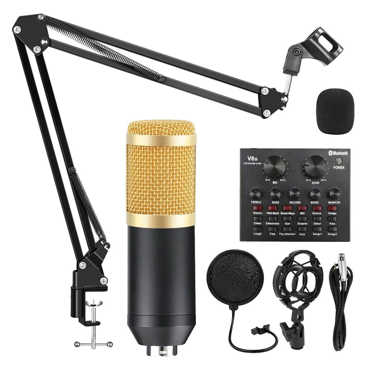 Kit Microphone à Condensateur Professionnel avec Carte Son – Ensemble Complet pour Enregistrement, Streaming et Podcast