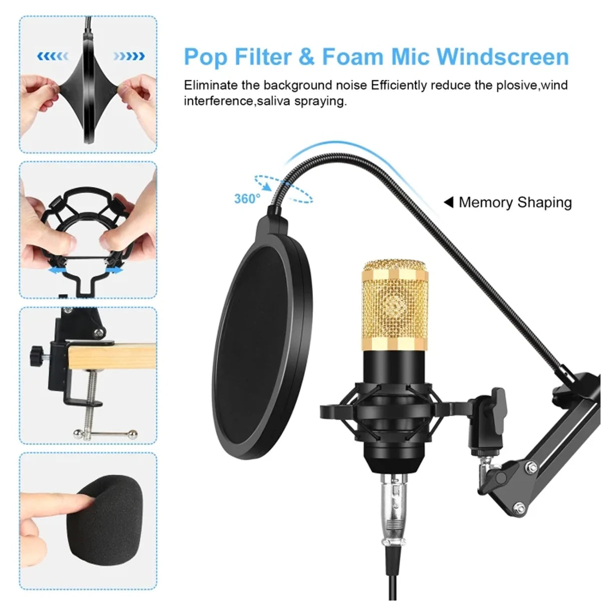 Kit Microphone à Condensateur Professionnel avec Carte Son – Ensemble Complet pour Enregistrement, Streaming et Podcast