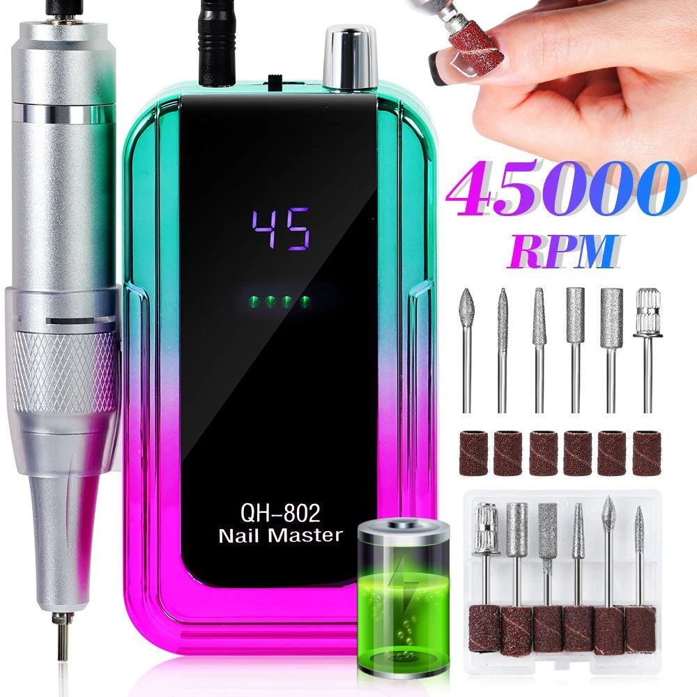 Ponceuse à Ongles Professionnelle 45 000 RPM – Rechargeable & Portable