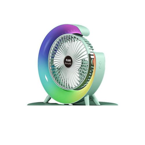 Ventilateur LED Multicolore RGB Rechargeable – Lumière d’Ambiance & Fraîcheur Portable