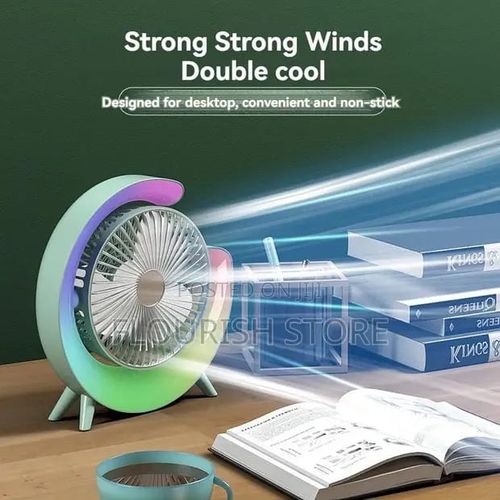 Ventilateur LED Multicolore RGB Rechargeable – Lumière d’Ambiance & Fraîcheur Portable