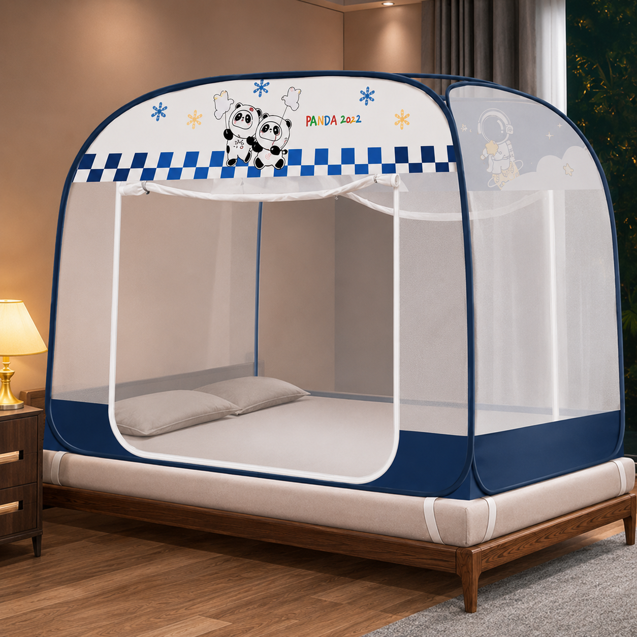 Moustiquaire de Lit Pliable  Protection 360° et Installation Rapide