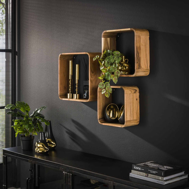 Lot de 3 étagères murales cubes en bois