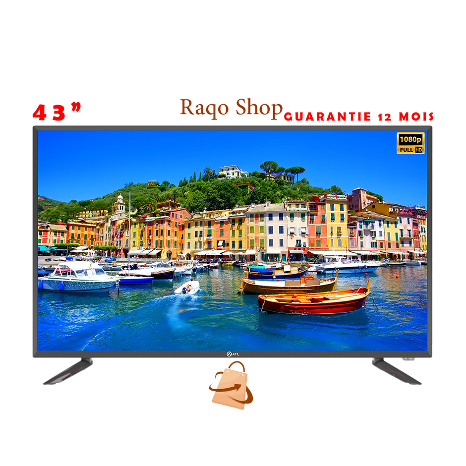 ATL TV 43" pouce ecran blender double ecran -12 mois guarantie full HD