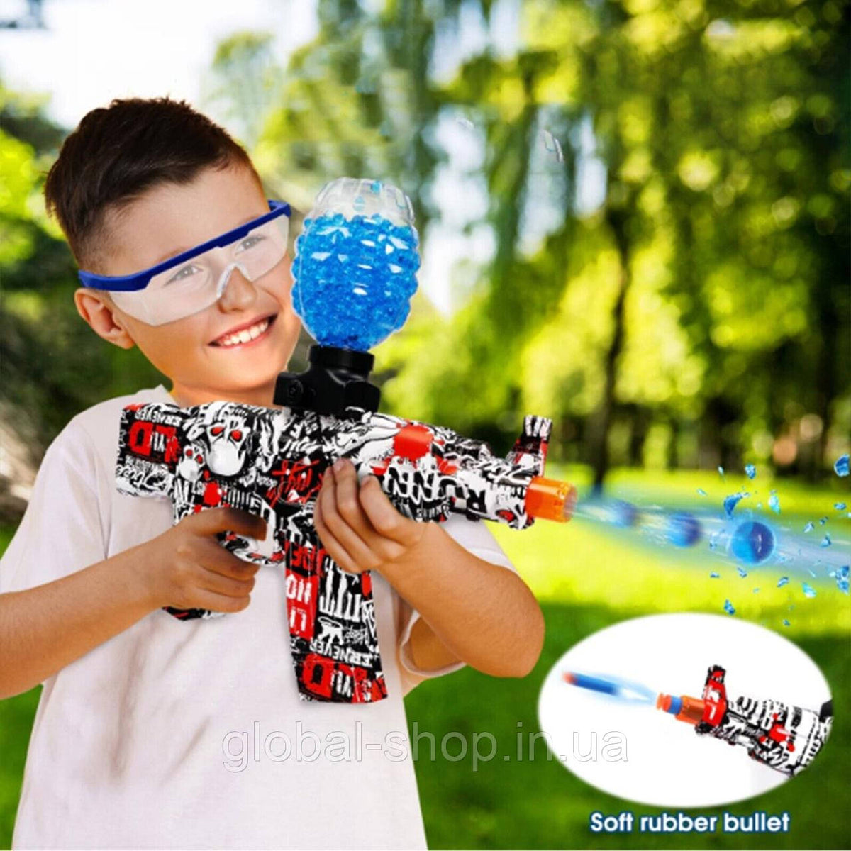 Blaster Jouet Électrique à Billes d’Eau avec Lunettes