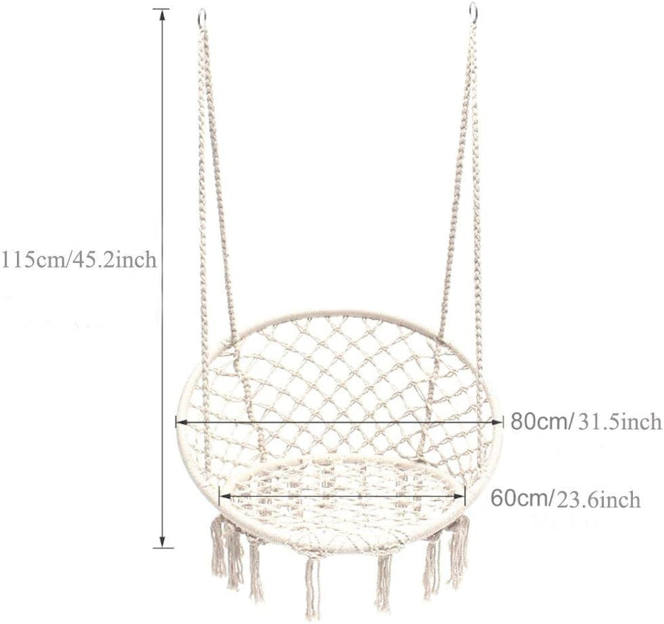 Chaise Suspendue, tricotée par Corde de Coton avec des Franges romantiques hamac macramé