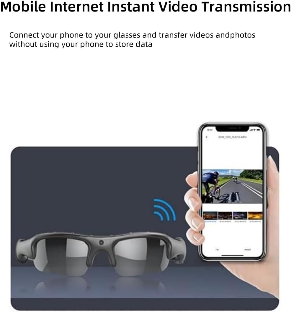 Lunettes Connectées Caméra HD 1080P WiFi – Smart Glasses avec Carte 32GB pour Sport & Sécurité