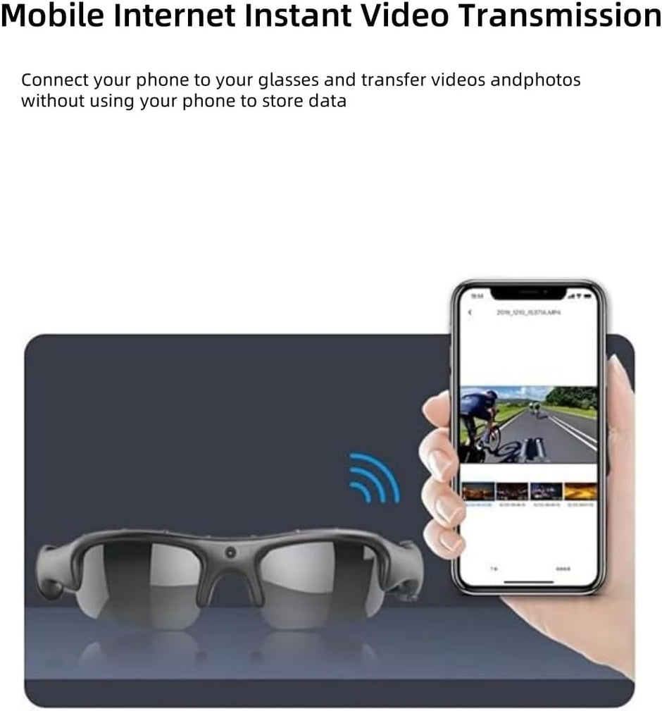 Lunettes Connectées Caméra HD 1080P WiFi – Smart Glasses avec Carte 32GB pour Sport & Sécurité
