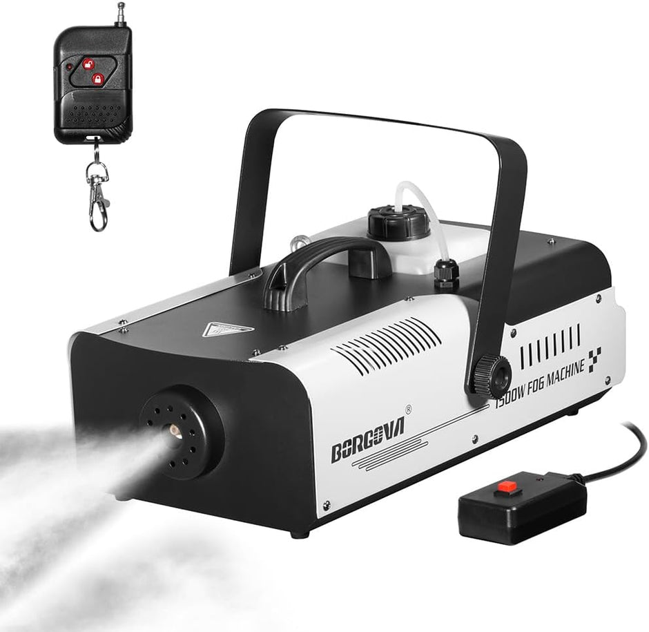 Machine à Fumée Professionnelle 1500W – Fog Machine Haute Puissance avec Télécommande Sans Fil & Commande Filaire pour Soirées, Scène & Événements