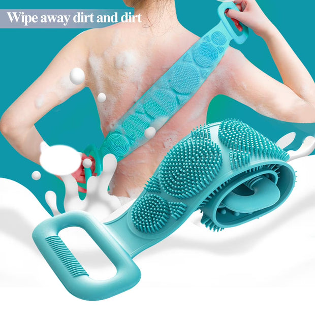 Brosse de Bain en Silicone Exfoliante avec Sangle Longue – Scrub Dos et Corps pour Douche