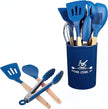 Ensemble de 12 ustensiles de cuisine en silicone avec support