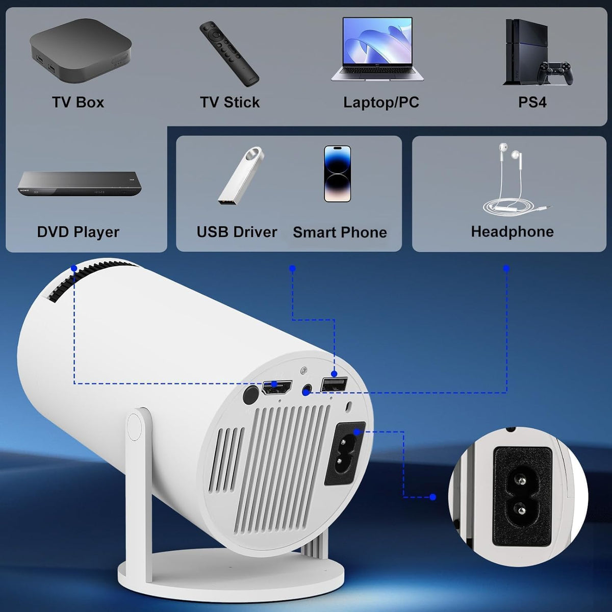 Mini Projecteur 4K Supportée