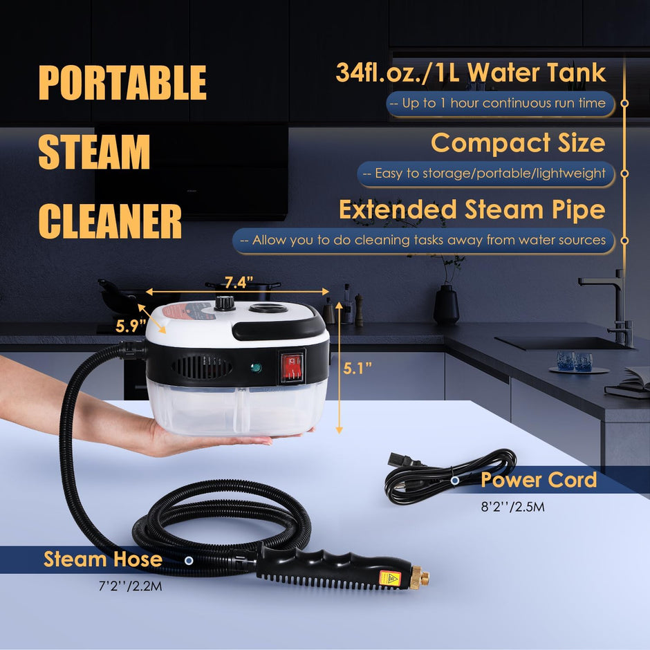 Nettoyeur Vapeur 2500W Portatif – Nettoyeur Haute Pression à Main pour Maison, Carrelage & Voiture