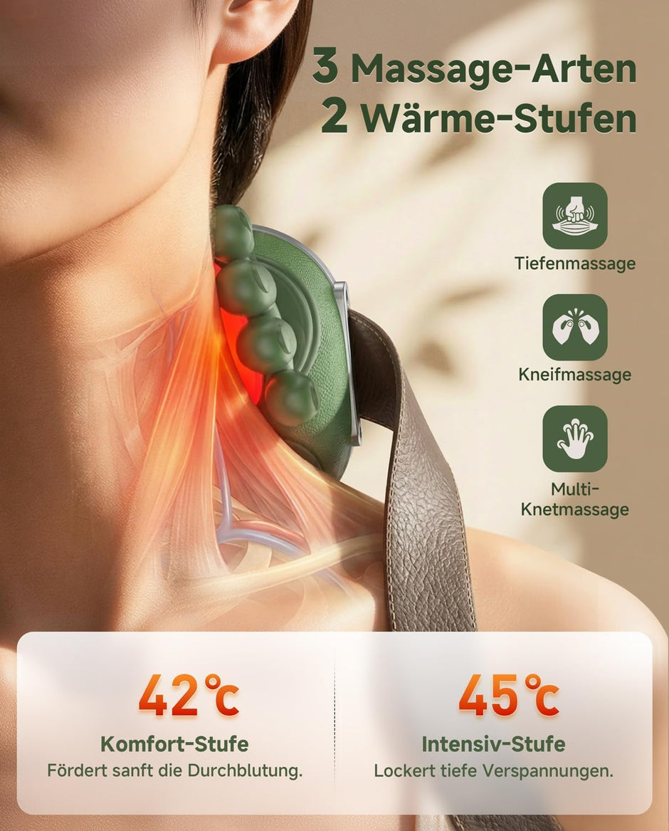 Masseur Cervical Chauffant Portable – Appareil de Massage Cou, Épaules, Dos, Bras et Jambes