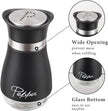Lonffery Lot de 2 salière et poivrière en acier inoxydable avec bouteille en verre pour table