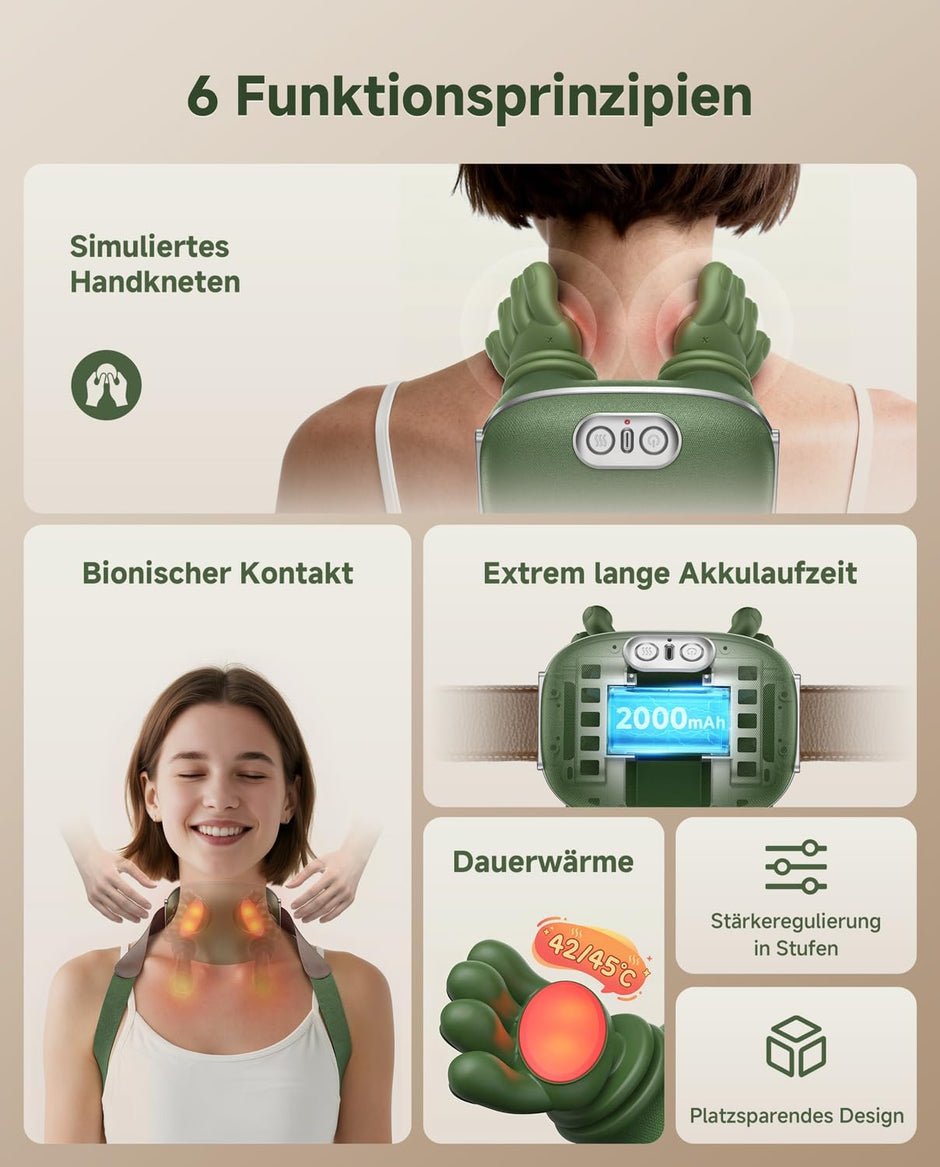 Masseur Cervical Chauffant Portable – Appareil de Massage Cou, Épaules, Dos, Bras et Jambes