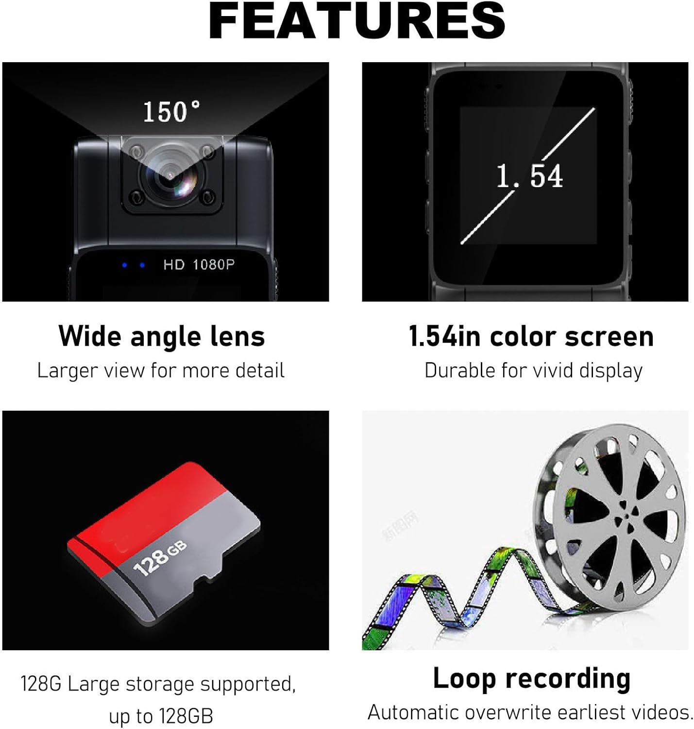 Caméra Corporelle L11 1080P HD – Mini Body Camera Portable avec Vision Nocturne IR, Objectif Rotatif