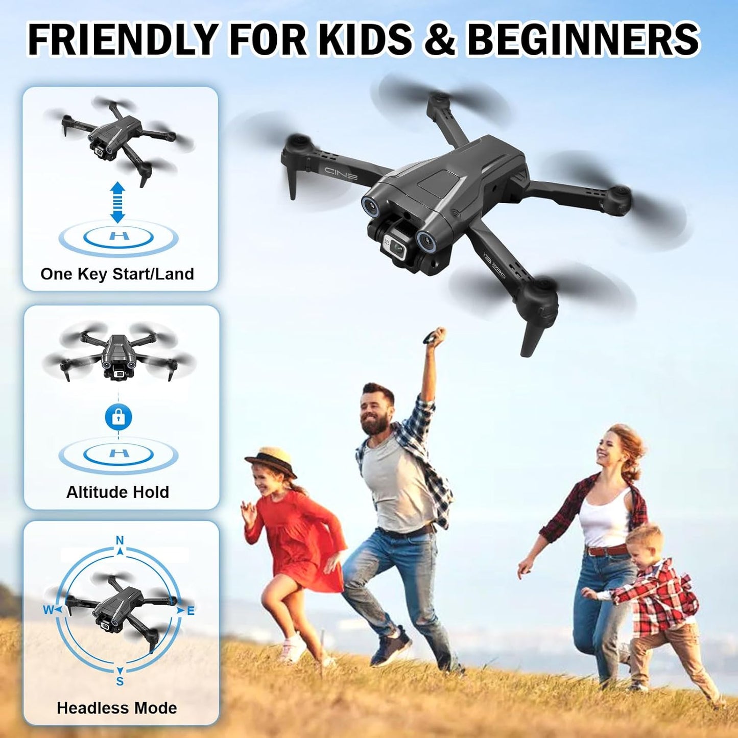 🚁 Drone camera HD pour Enfants & Adultes – Mini Drone Pliable avec application portable+sac de rangement