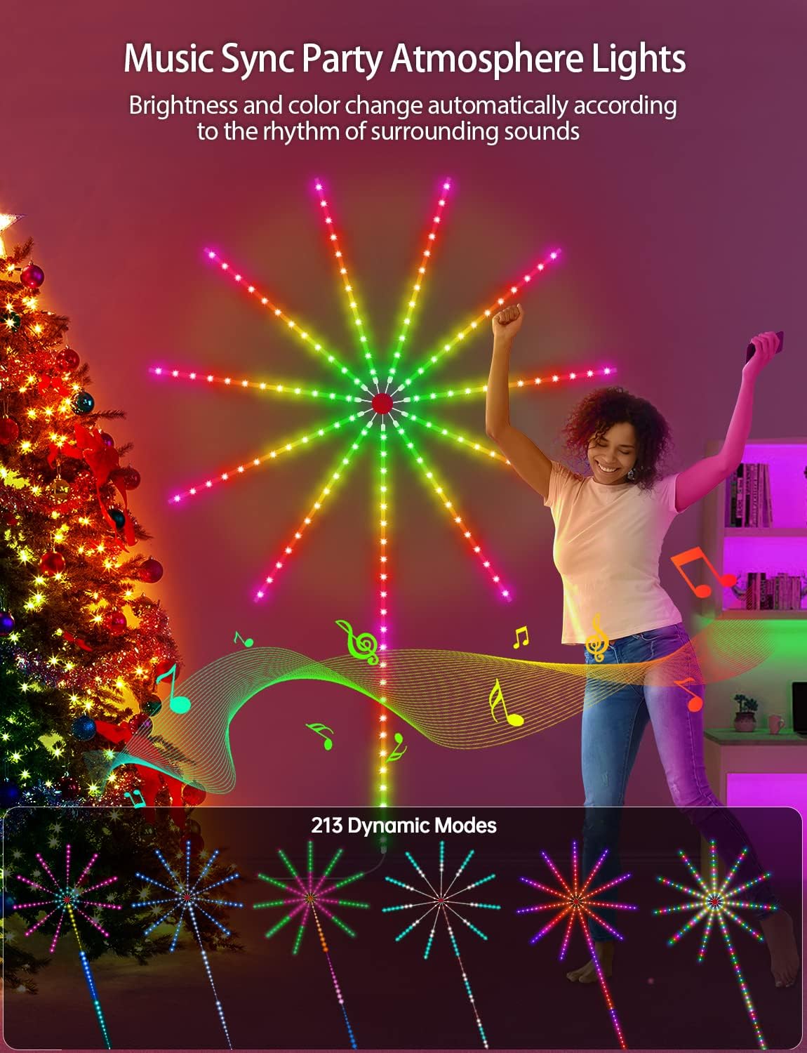 Lumières Feux d’Artifice RGB avec Effet Lancement, Contrôle App & Télécommande