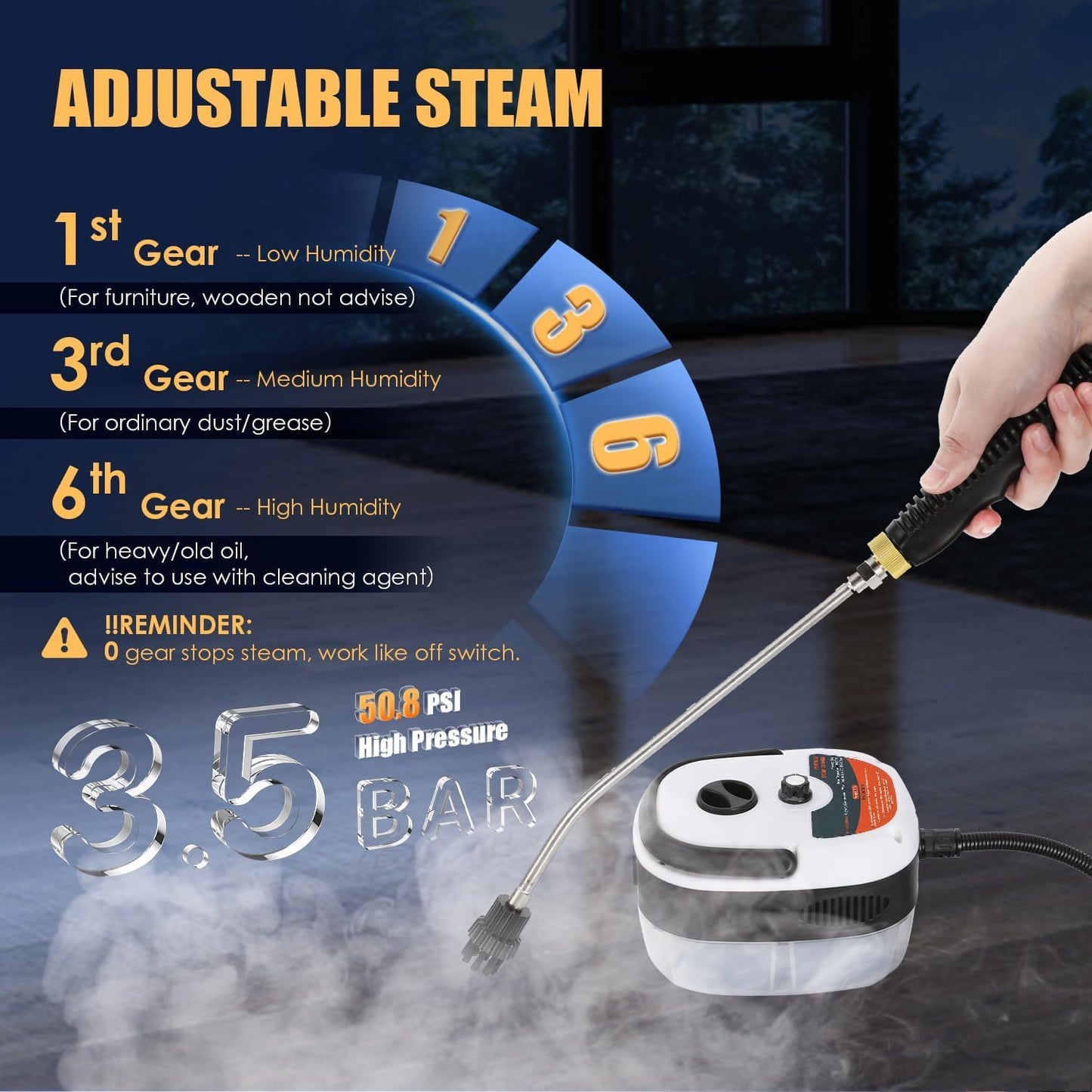 Nettoyeur Vapeur 2500W Portatif – Nettoyeur Haute Pression à Main pour Maison, Carrelage & Voiture