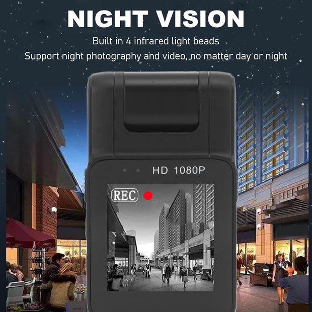 Caméra Corporelle L11 1080P HD – Mini Body Camera Portable avec Vision Nocturne IR, Objectif Rotatif