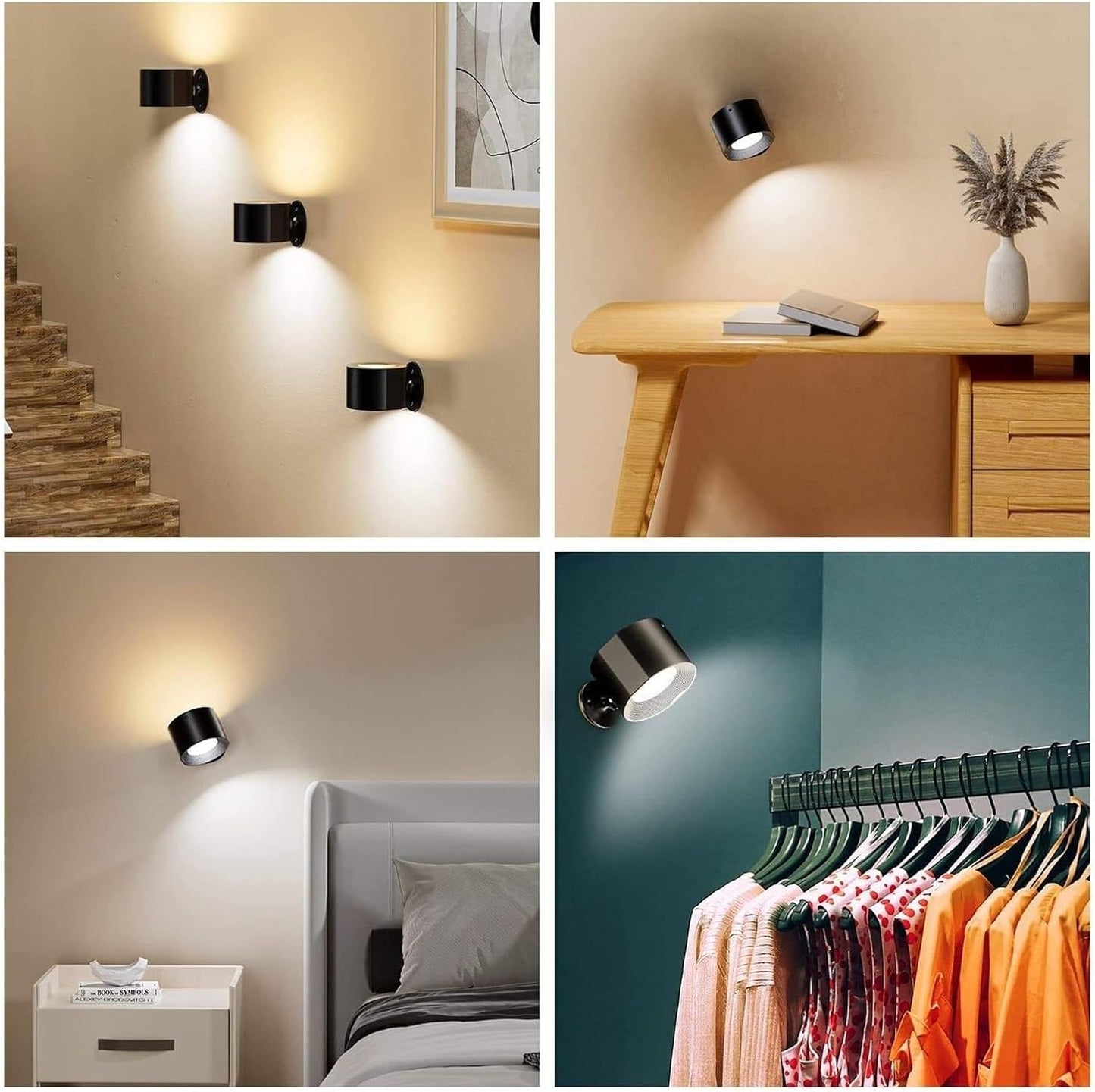 Applique murale d'intérieur sans fil, Rechargeable, tactile et télécommande
