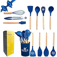 Support de rangement pour ustensiles en silicone bleu