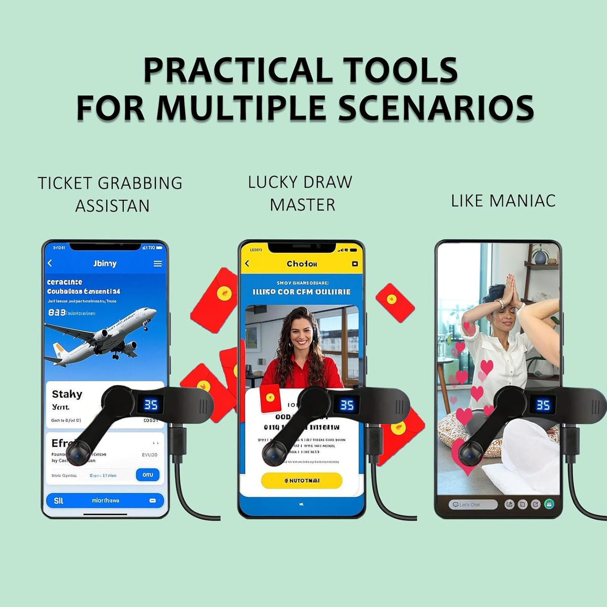 Auto Clicker Intelligent pour Smartphone & iPhone – Simulateur de Touches Rapide avec Écran LED, Haute Précision, Click Continu pour TikTok, Live, Jeux & Tâches Répétitives