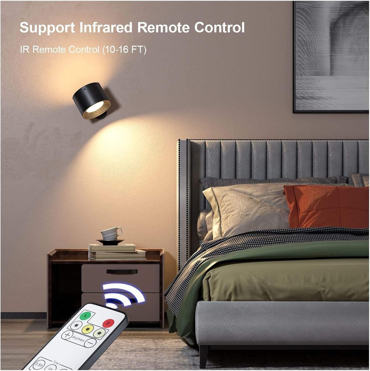 Applique murale d'intérieur sans fil, Rechargeable, tactile et télécommande