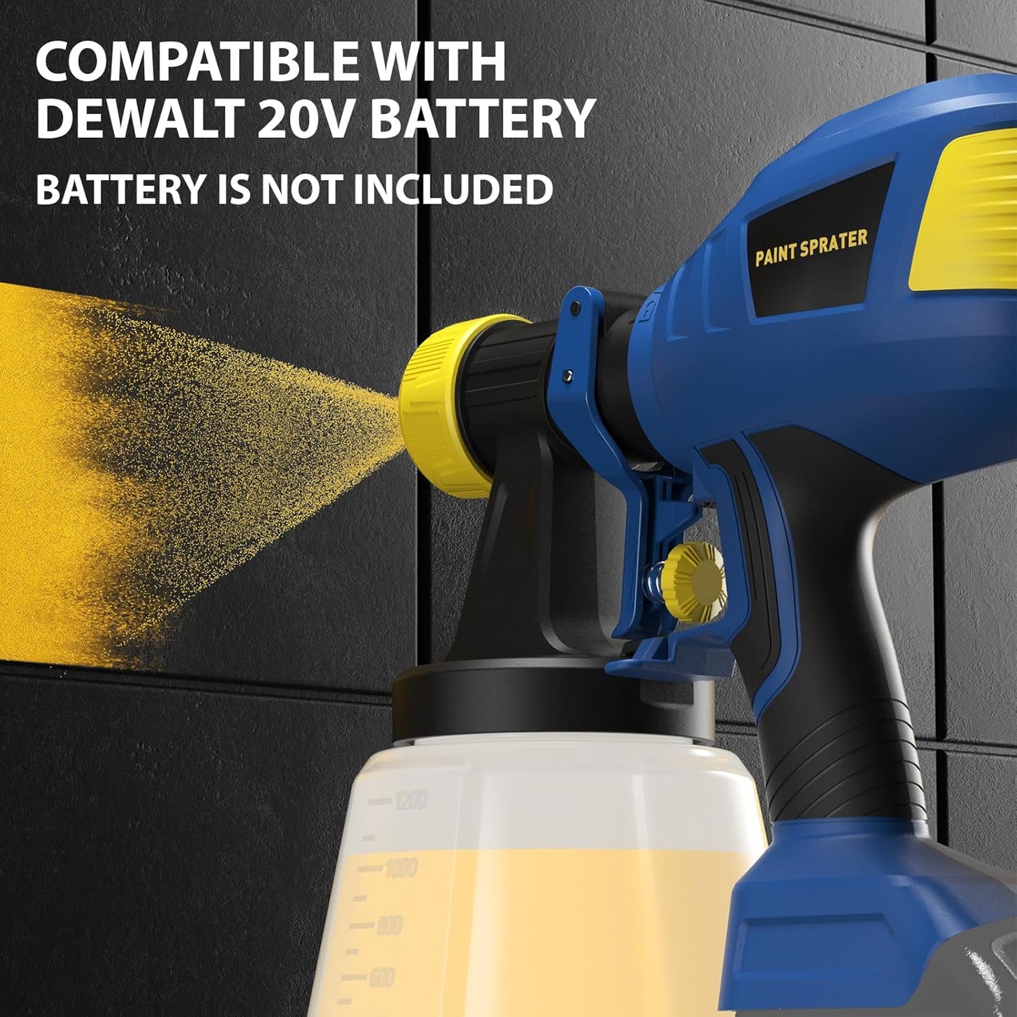 Pistolet à Peinture Sans Fil – Réservoir 1,2 L, 4 Buses et 3 Modes de Pulvérisation