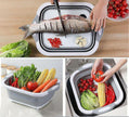 Planche à découper pliante 3 en 1, planche à découper multifonctionnelle, planche de perçage d'évier, panier de filtre, lavabo