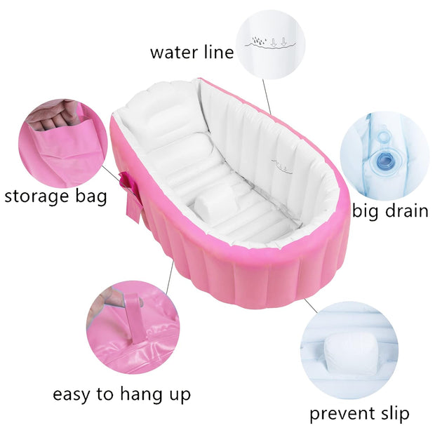 Baignoire Bébé Gonflable – Confortable et Pratique vue descriptive