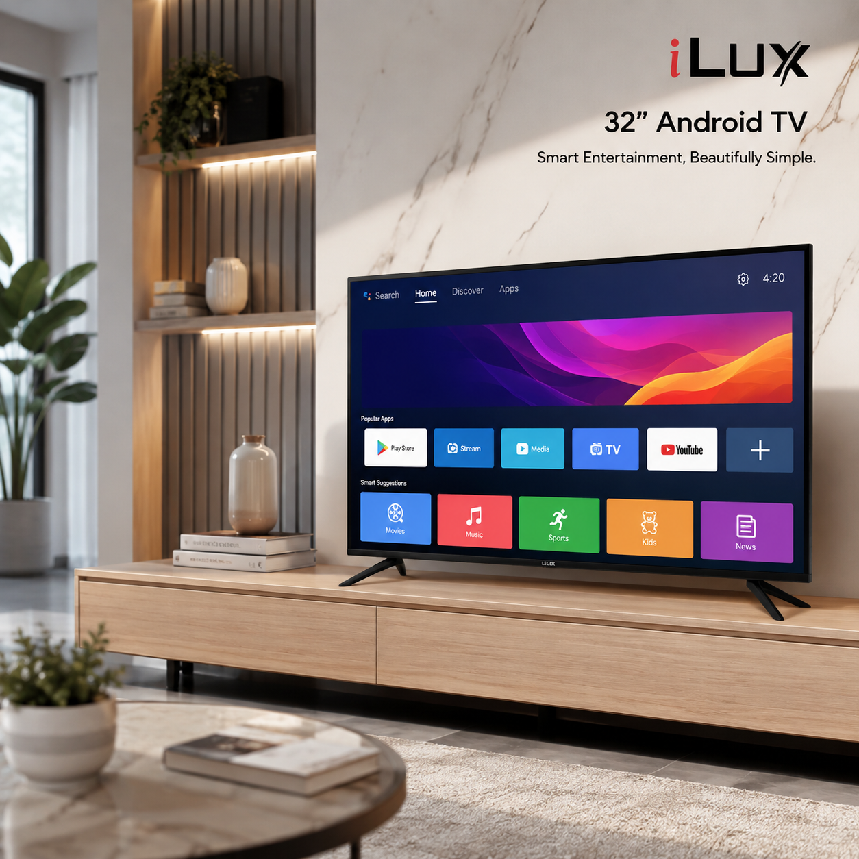 TV iLUX 32 Pouces Android Smart TV – Télévision Connectée