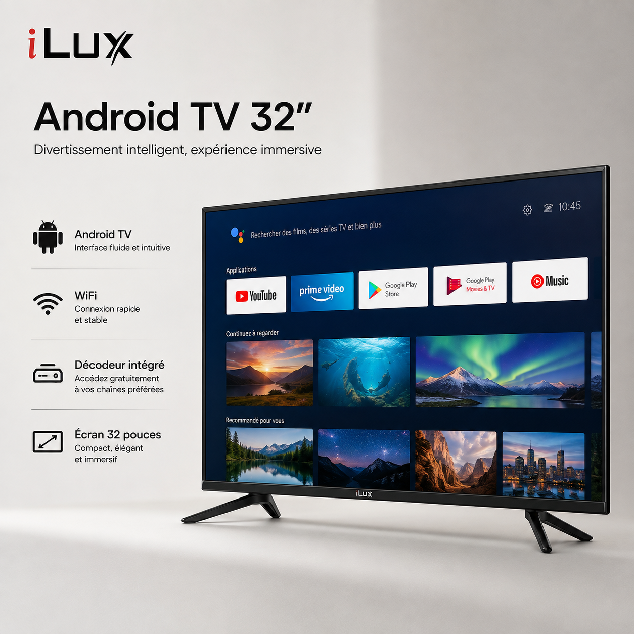 TV iLUX 32 Pouces Android Smart TV – Télévision Connectée