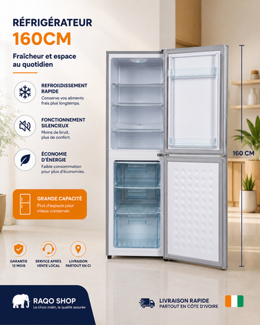 NASCO REFRIGERATEUR COMBINE - 243 LT - ECONOMIE D'ENERGIE- NASD2-243FL