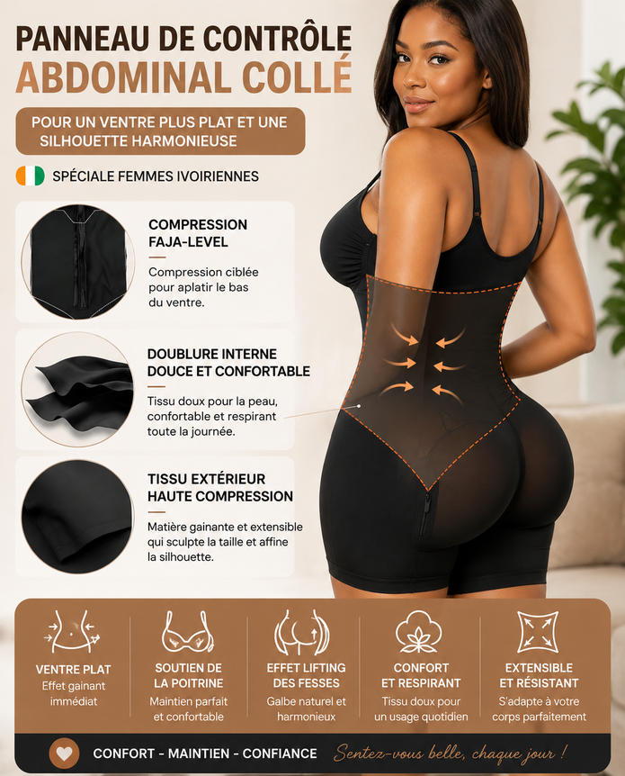 Gaine Sculptante Femme 360° – Ventre Plat, Taille Affinée & Effet Push-Up Fessier | Invisible Sous les Vêtements