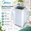 Machine à Laver Midea Top Load 9KG Manuelle – 320W, Blanc – MTT90-WP2302