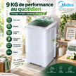Machine à Laver Midea Top Load 9KG Manuelle – 320W, Blanc – MTT90-WP2302