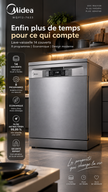Lave-Vaisselle Midea 14 Couverts Gris – 8 Programmes, Filtre Antibactérien & Séchage Auto – WQP12-7633
